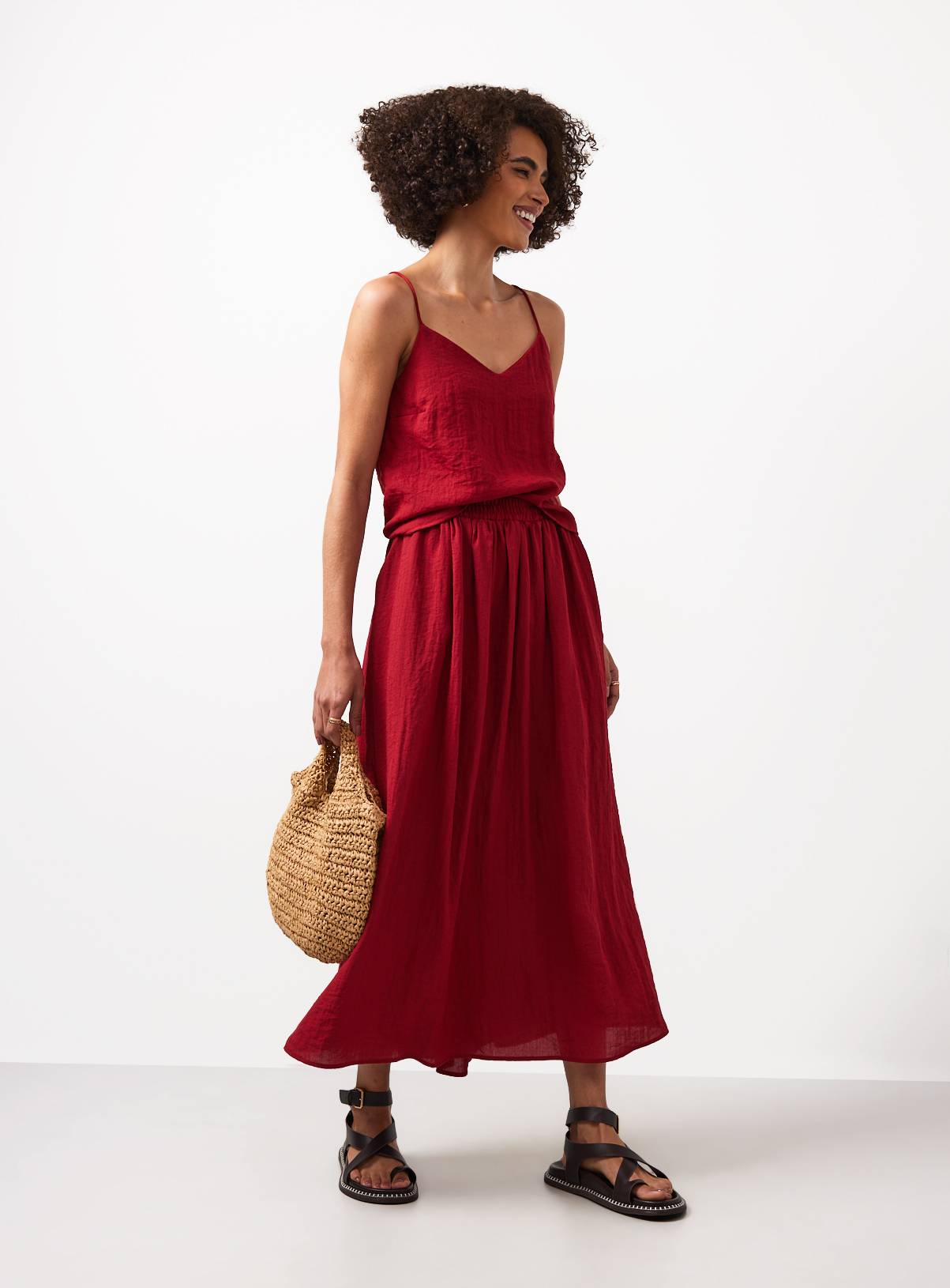 Dark Red Viscose Cami Co-ord Top 16 - Image 2